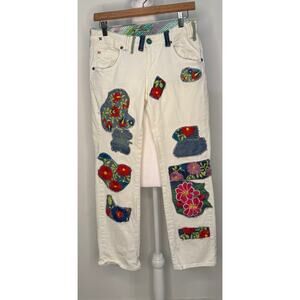 Vintage Y2K Style Miss Sixty Patchwork white Jeans Waist 30 Rise 8 inseam 27
